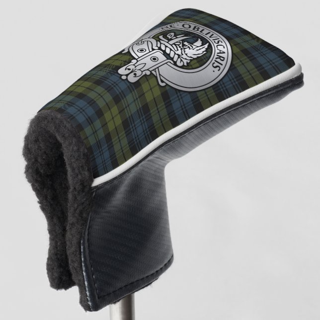 Clan Campbell Crest & Tartan Golf Head Cover (3/4 Front)