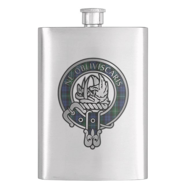 Clan Campbell Crest & Tartan Hip Flask (Front)