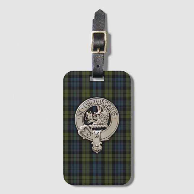 Clan Campbell Crest & Tartan Luggage Tag (Front Vertical)