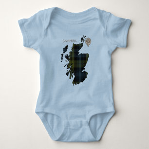 Clan Campbell Crest & Tartan Map Baby Bodysuit