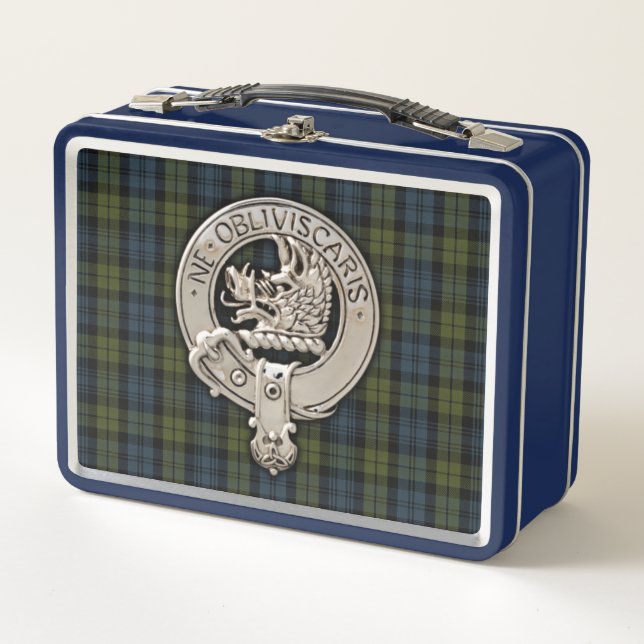 Clan Campbell Crest & Tartan Metal Lunch Box (Front)