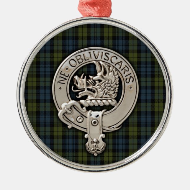Clan Campbell Crest & Tartan Metal Tree Decoration (Front)