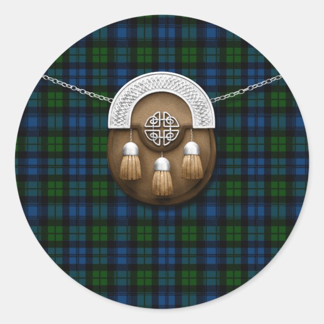 Clan Campbell Military Tartan And Sporran Classic Round Sticker (Front)