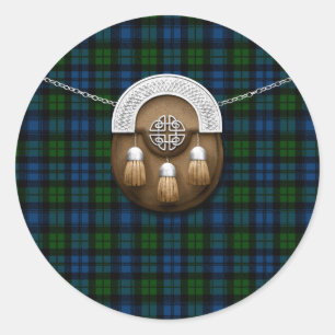 Clan Campbell Military Tartan And Sporran Classic Round Sticker