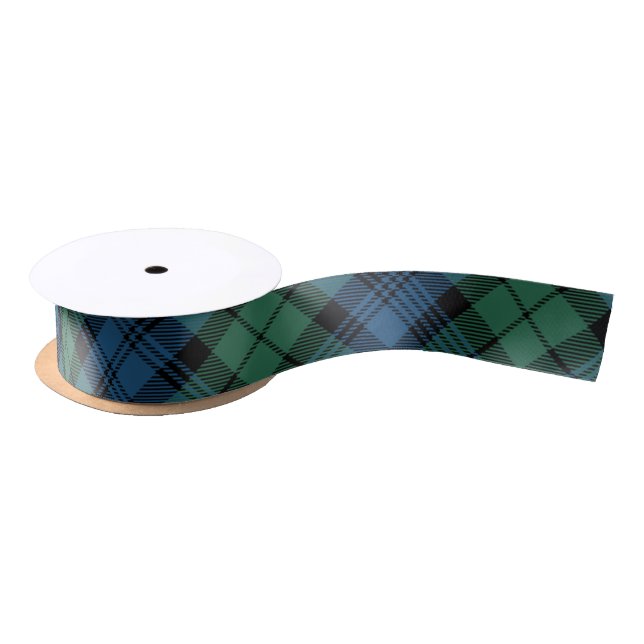 Clan Campbell Plaid Blue Green Tartan Satin Ribbon (Spool)