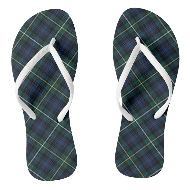 Clan Campbell Tartan Blue and Green Plaid Flip Flops (Footbed)