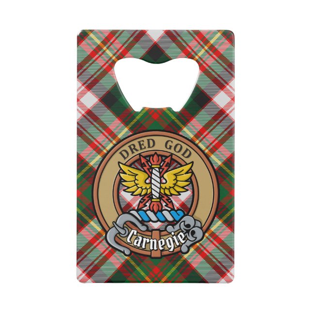 Clan Carnegie Crest over Dress Tartan (Front)