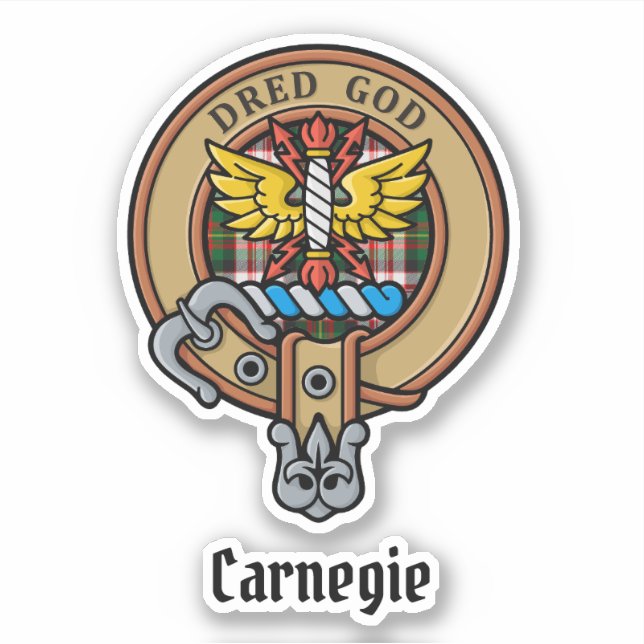Clan Carnegie Crest over Dress Tartan (Front)