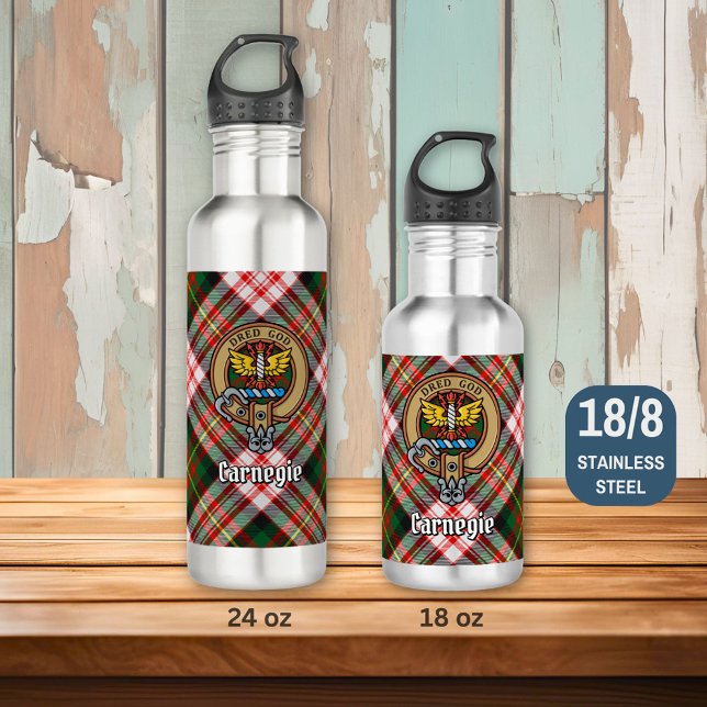 Clan Carnegie Crest over Dress Tartan 710 Ml Water Bottle (Creator Uploaded)