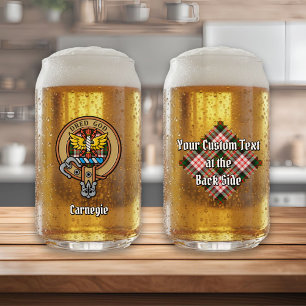 Clan Carnegie Crest over Dress Tartan Can Glass