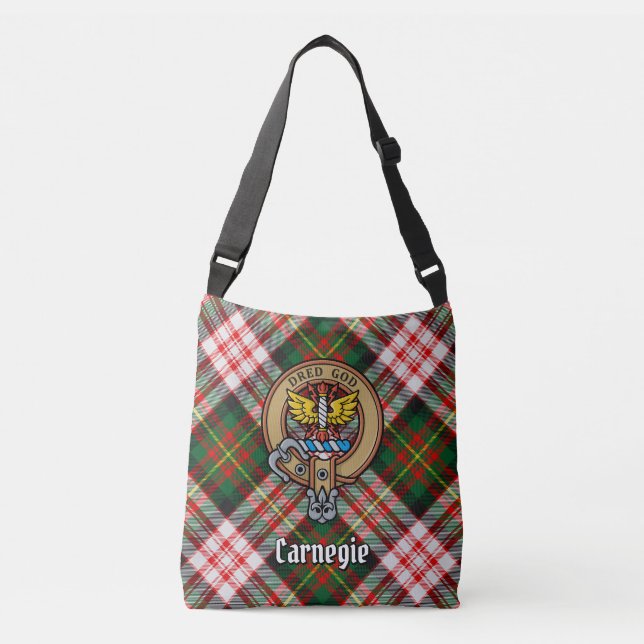 Clan Carnegie Crest over Dress Tartan Crossbody Bag (Front)