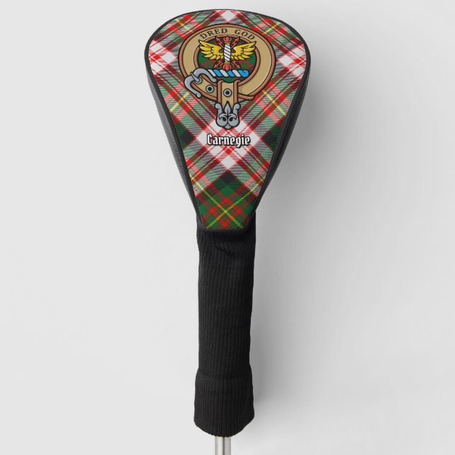 Clan Carnegie Crest over Dress Tartan Golf Head Cover (Front)