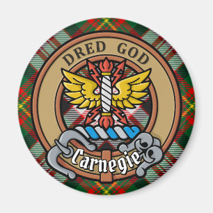 Clan Carnegie Crest over Dress Tartan Magnet
