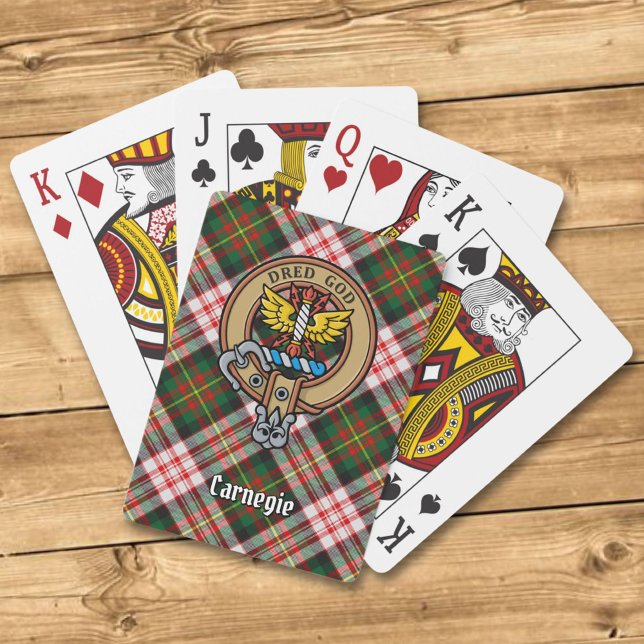 Clan Carnegie Crest over Dress Tartan Playing Cards (Creator Uploaded)