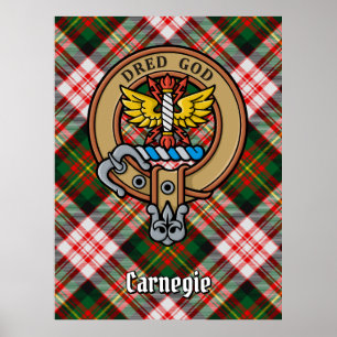Clan Carnegie Crest over Dress Tartan Poster