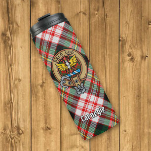 Clan Carnegie Crest over Dress Tartan Thermal Tumbler