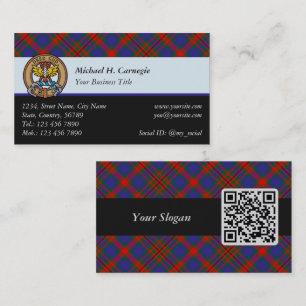 Clan Carnegie Crest over Tartan Business Card