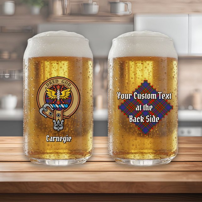 Clan Carnegie Crest over Tartan Can Glass (Creator Uploaded)