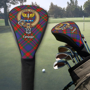 Clan Carnegie Crest over Tartan Golf Head Cover