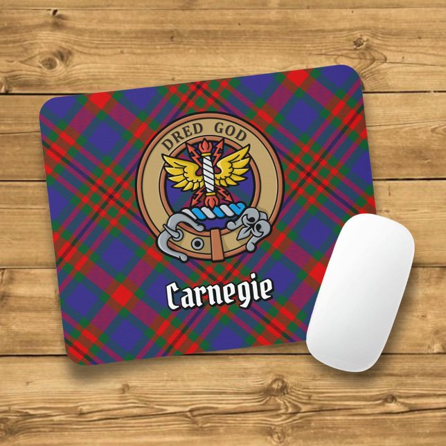 Clan Carnegie Crest over Tartan Mouse Mat (Creator Uploaded)
