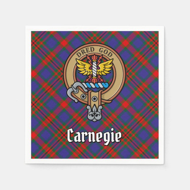 Clan Carnegie Crest over Tartan Napkin (Front)