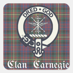 Clan Carnegie Crest Tartan Square Sticker
