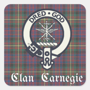 Clan Carnegie Crest Tartan Square Sticker