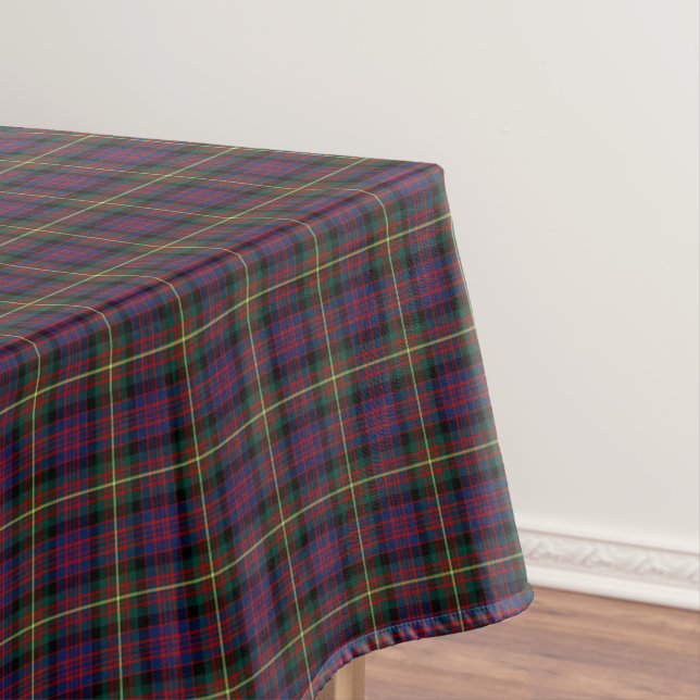 Clan Carnegie Dark Blue and Red Scottish Tartan Tablecloth (In Situ)