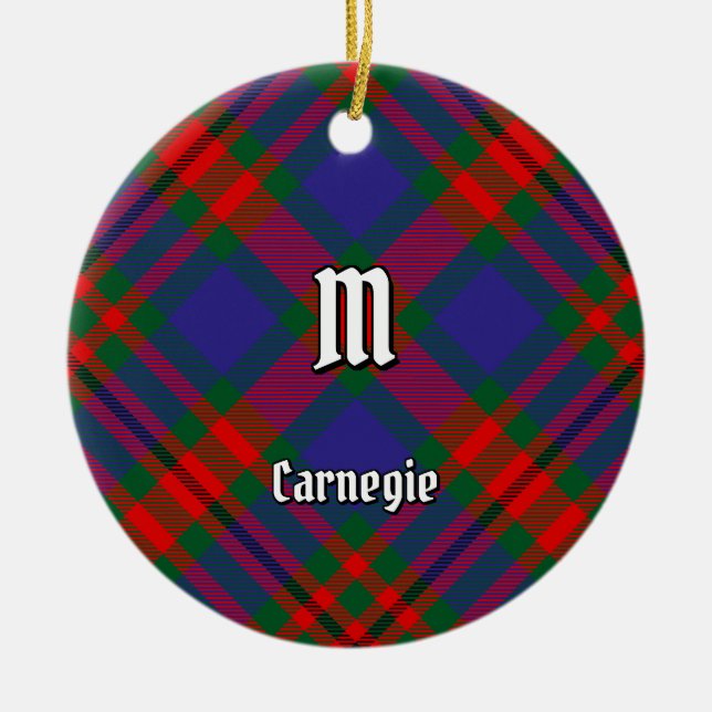 Clan Carnegie Tartan Ceramic Tree Decoration (Front)