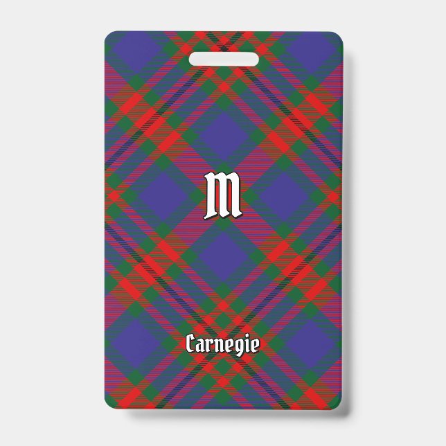 Clan Carnegie Tartan ID Badge (Front)