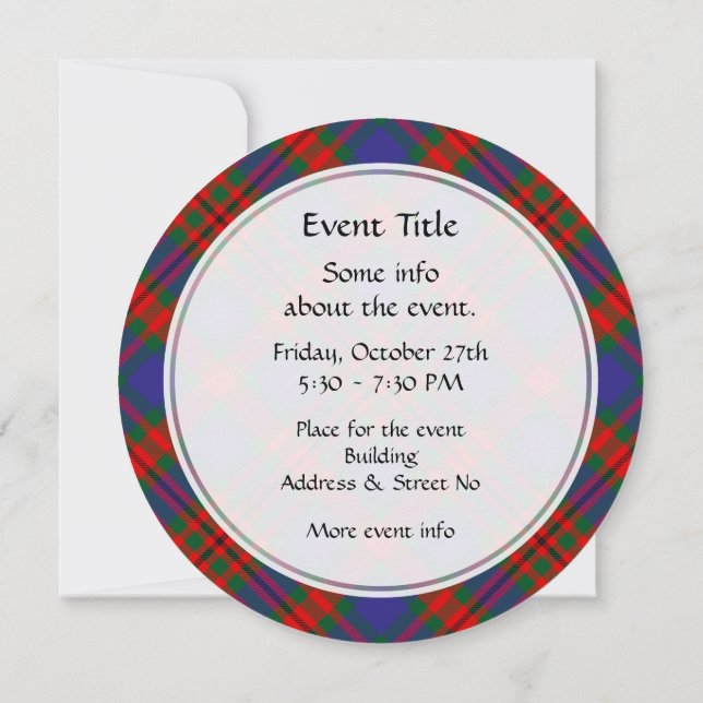Clan Carnegie Tartan Invitation (Back)