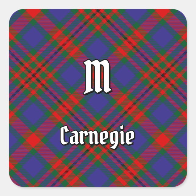 Clan Carnegie Tartan Square Sticker (Front)