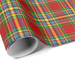 Clan Chattan Tartan Red Scottish Plaid Wrapping Paper