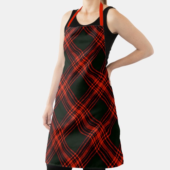 Clan Chef Antique Menzies Tartan Plaid Pattern Apron (Insitu)