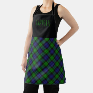 Clan Chef Black Watch Campbell Plaid Name Apron