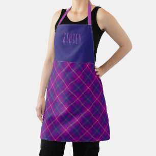 Clan Chef Fashion Purple Tartan Plaid Name Apron