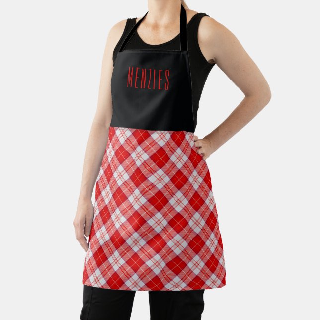 Clan Chef Menzies Red Highland Plaid Apron (Insitu)