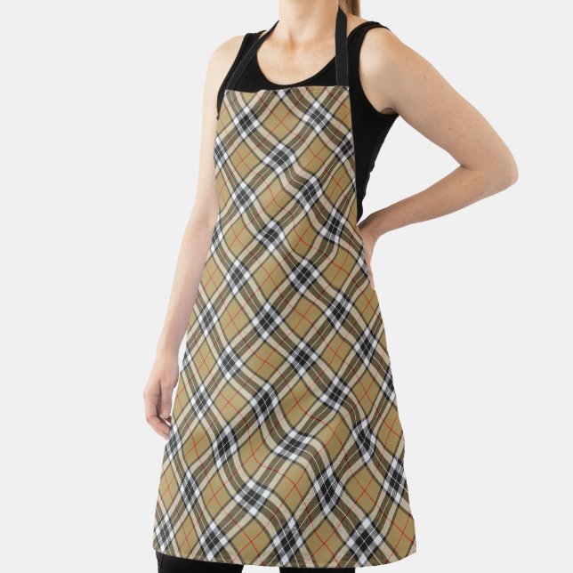 Clan Chef Thomson Camel Tartan Plaid Pattern Apron (Insitu)