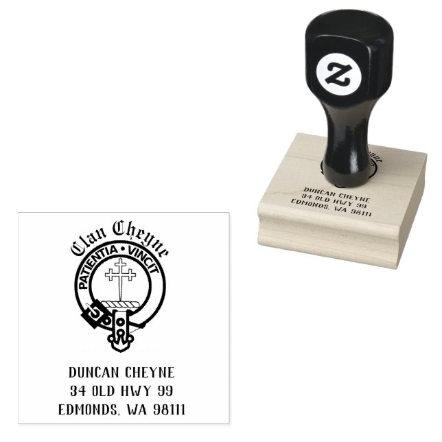 Clan Cheyne Crest Badge Customisable  Rubber Stamp (Stamped)