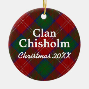 Clan Chisholm Scottish Tartan Ceramic Tree Decoration
