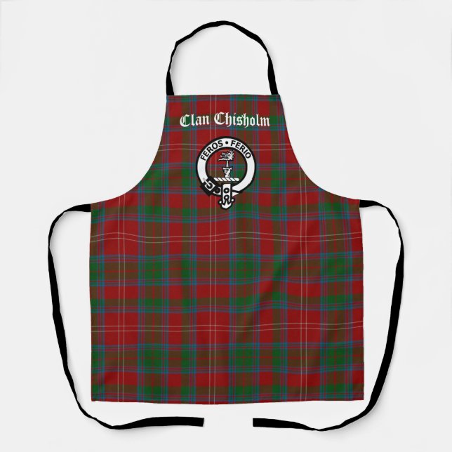 Clan Chisholm Tartan & Crest Badge Apron (Front)
