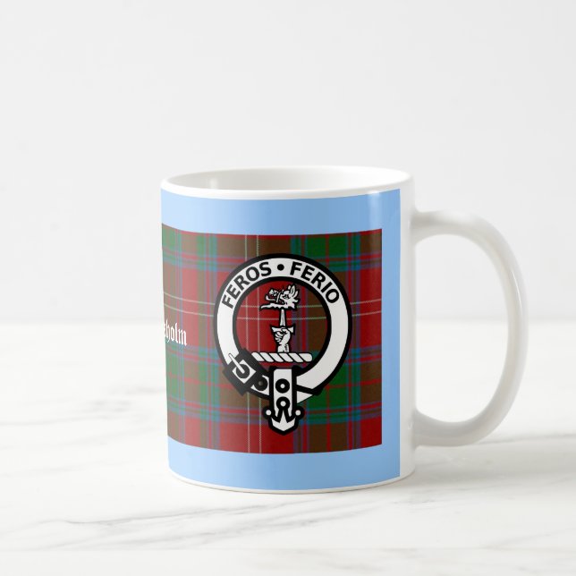 Clan Chisholm Tartan & Crest Badge Coffee Mug (Right)