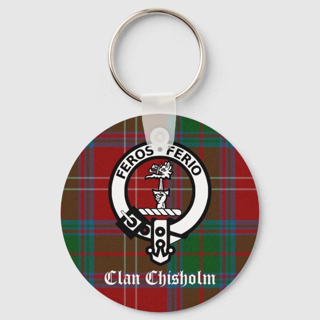 Clan Chisholm Tartan & Crest Badge Key Ring (Front)