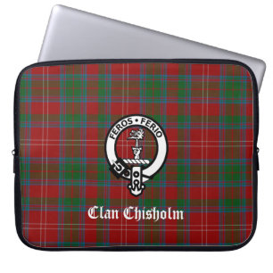 Clan Chisholm Tartan & Crest Badge Laptop Sleeve
