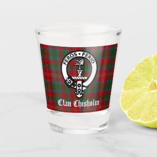 Clan Chisholm Tartan & Crest Badge Shot Glass