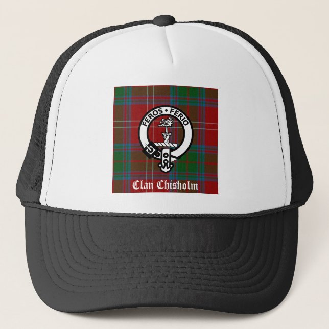 Clan Chisholm Tartan & Crest Badge Trucker Hat (Front)