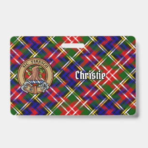 Clan Christie Crest over Tartan ID Badge