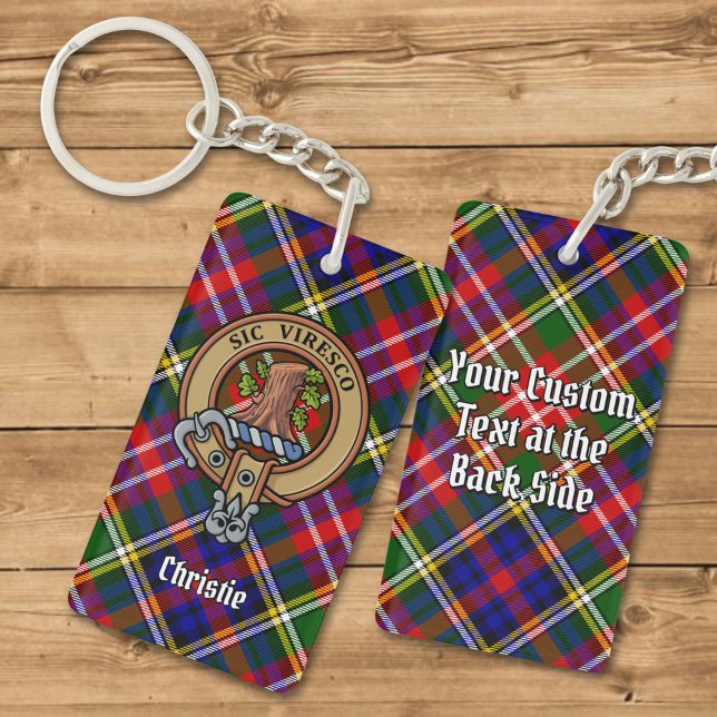 Clan Christie Crest over Tartan Key Ring (Creator Uploaded)