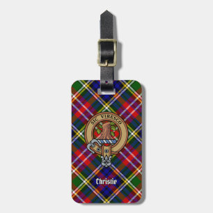 Clan Christie Crest over Tartan Luggage Tag