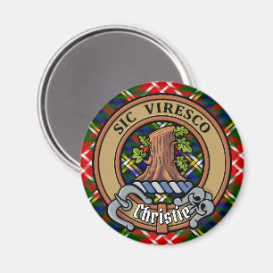 Clan Christie Crest over Tartan Magnet